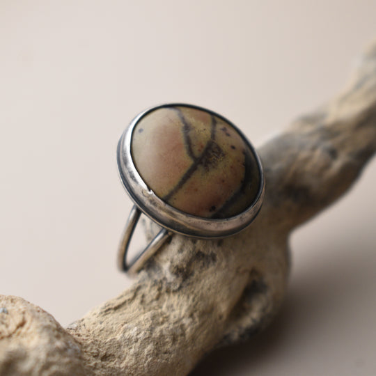 Banana Jasper Ring in Sterling Silver - US Size 7.75