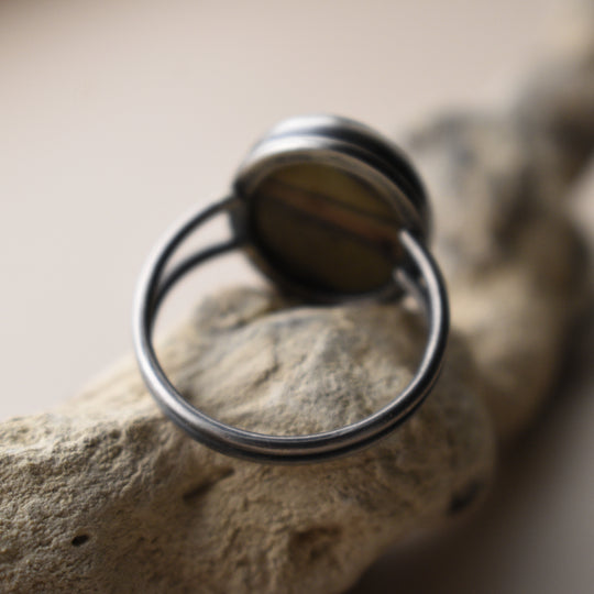 Banana Jasper Ring in Sterling Silver - US Size 7.75
