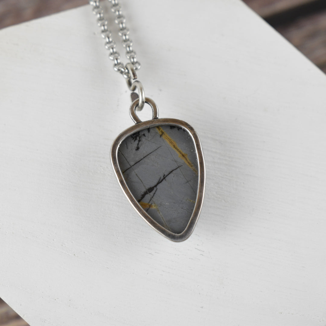 Blue Porcelain Jasper Pendant in Sterling Silver with Custom Chain