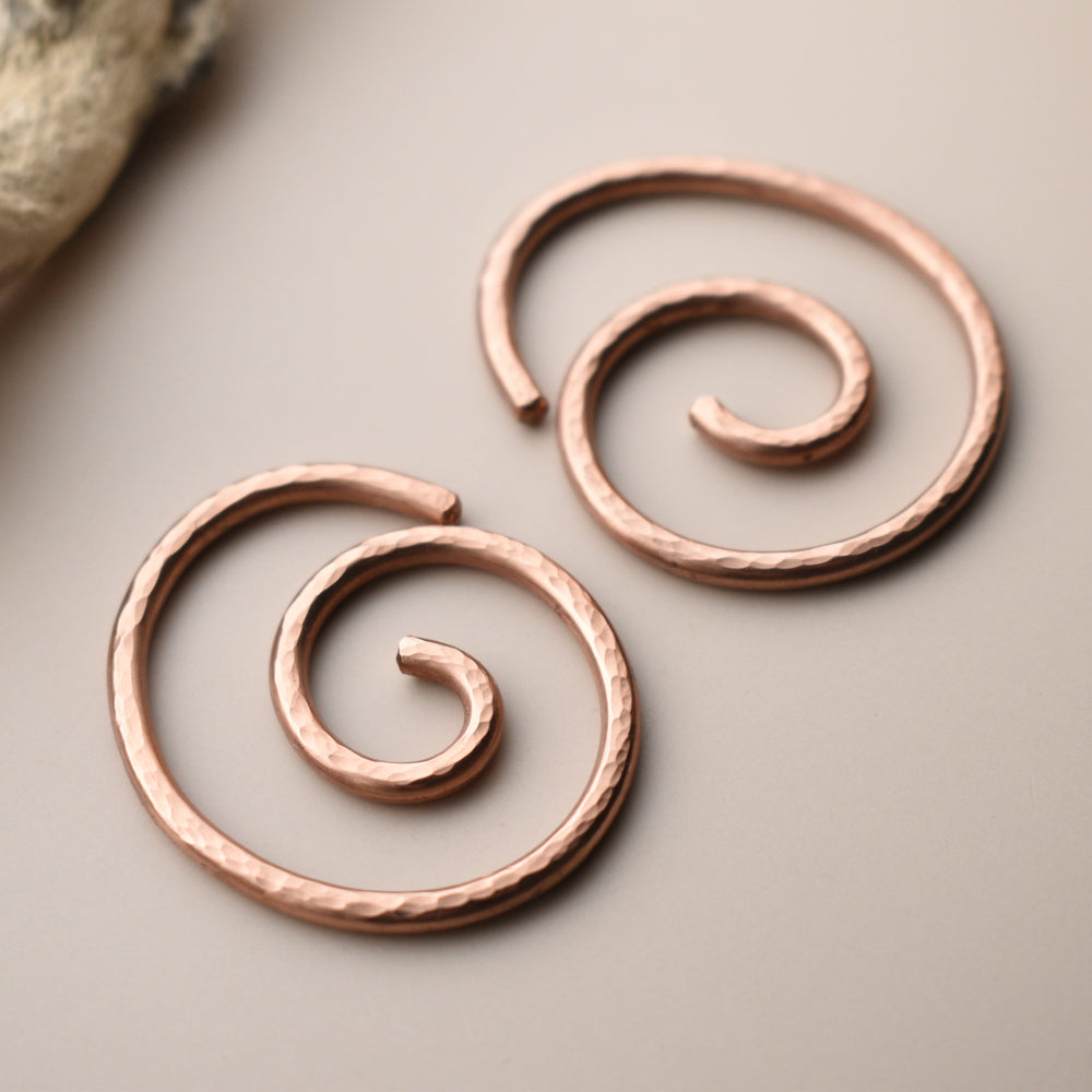Tunnel Earrings in Solid Copper, Coated