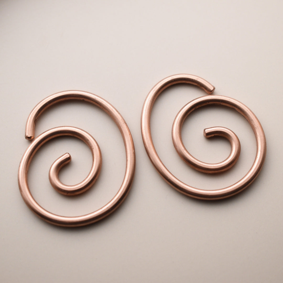 Tunnel Earrings in Solid Copper, Coated