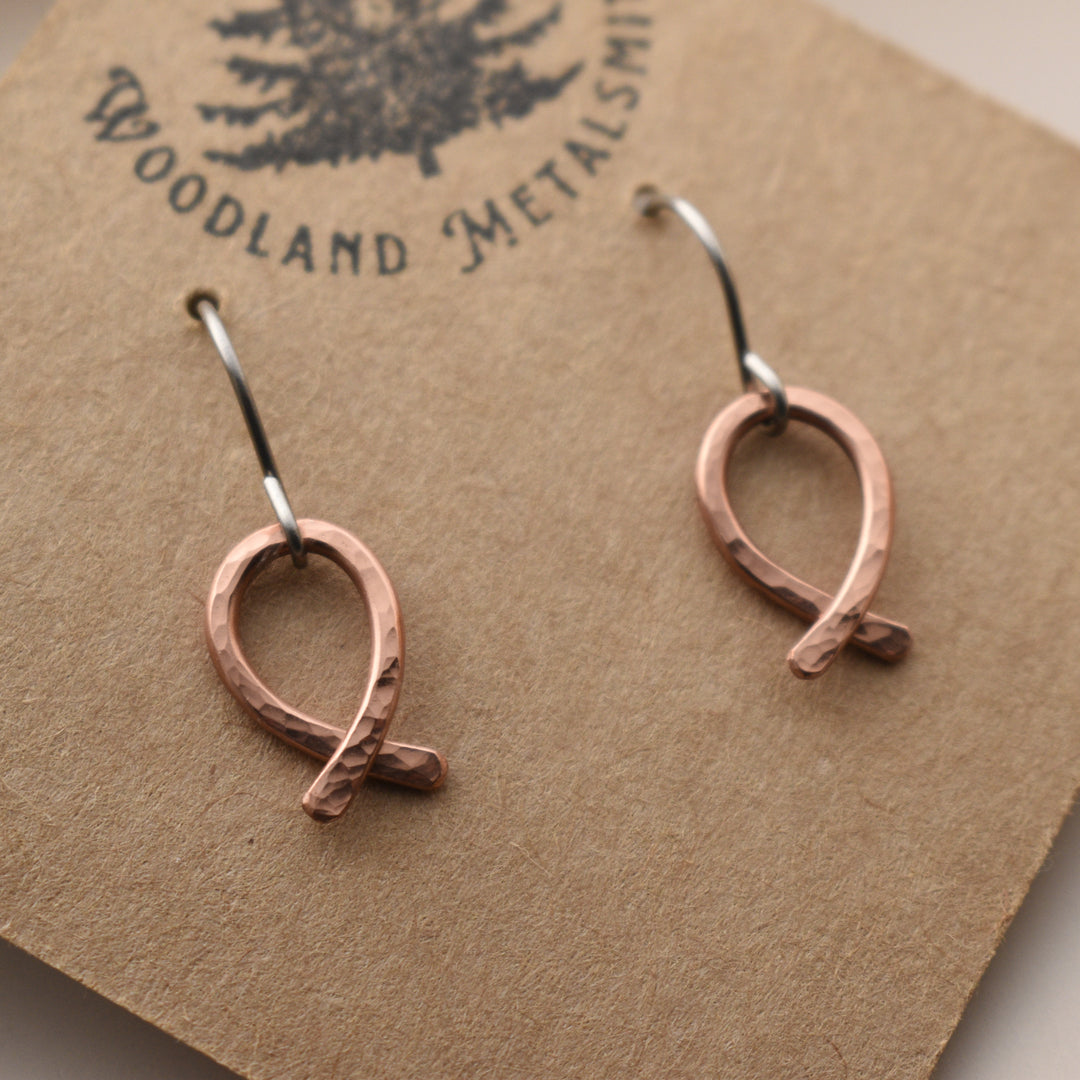 Bow Ribbon Earrings in Copper, Hypoallergenic
