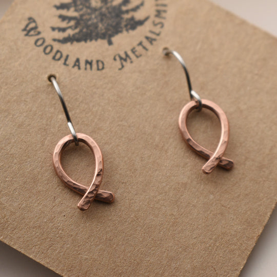 Bow Ribbon Earrings in Copper, Hypoallergenic