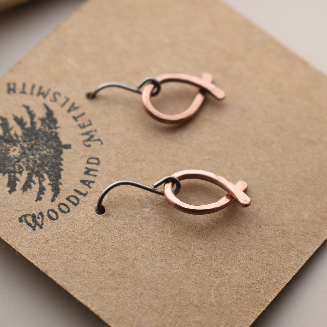 Bow Ribbon Earrings in Copper, Hypoallergenic