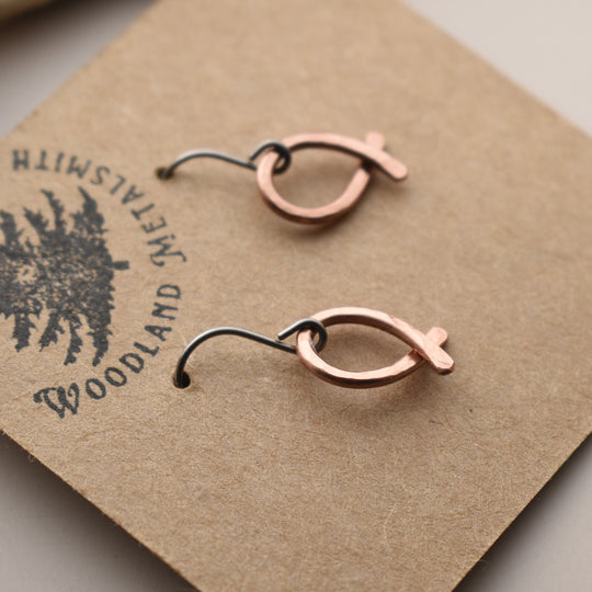Bow Ribbon Earrings in Copper, Hypoallergenic