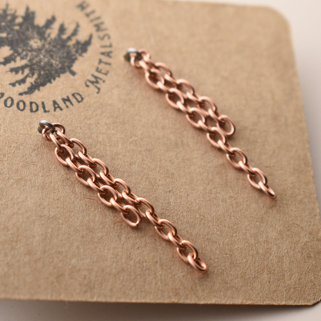 Copper Earrings Studs, Niobium Posts