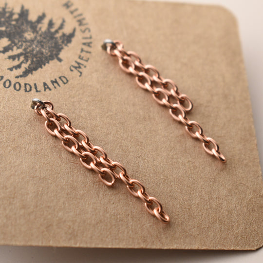 Copper Earrings Studs, Niobium Posts