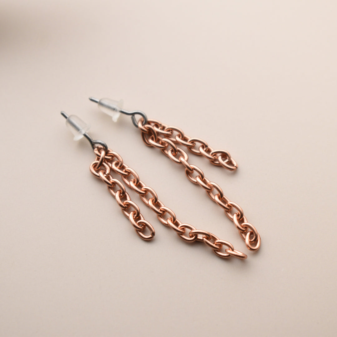 Copper Earrings Studs, Niobium Posts