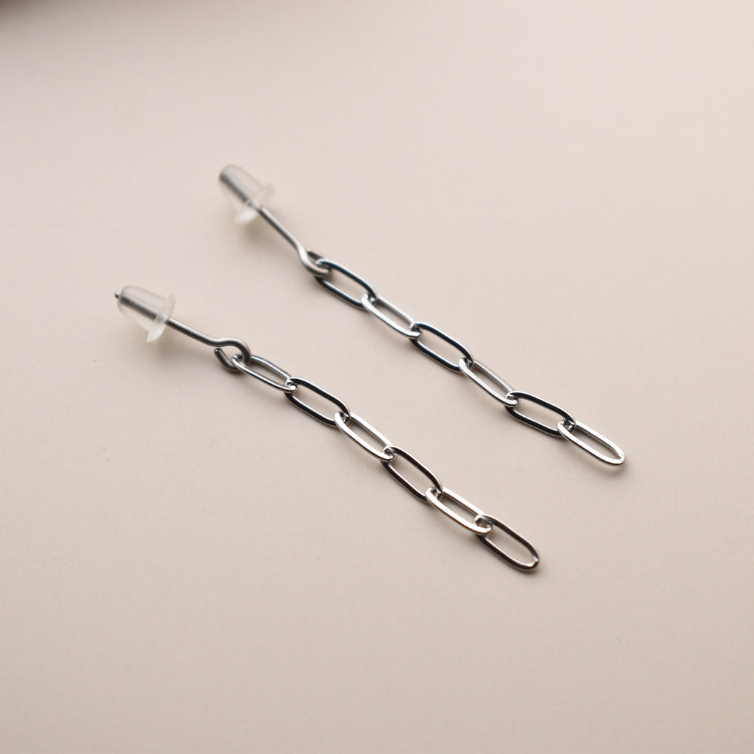 Silver Chain Studs, Hypoallergenic