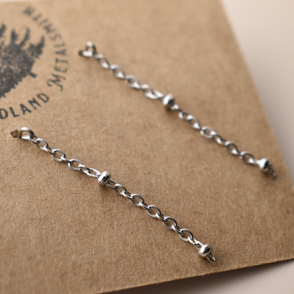 Drop Chain Earrings Silver, Hypoallergenic Studs