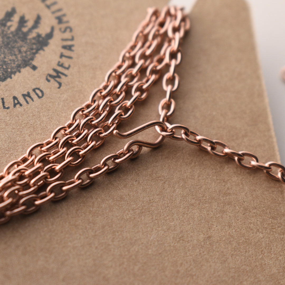 Real Copper Chain Necklace, Adjustable, Coated