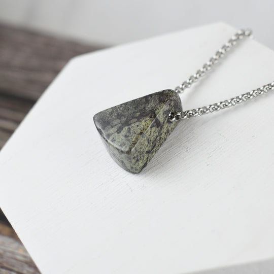 Unique Jasper Pendant Necklace with Custom Chain