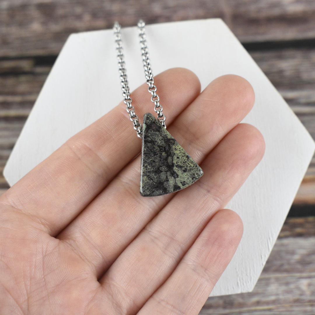 Unique Jasper Pendant Necklace with Custom Chain