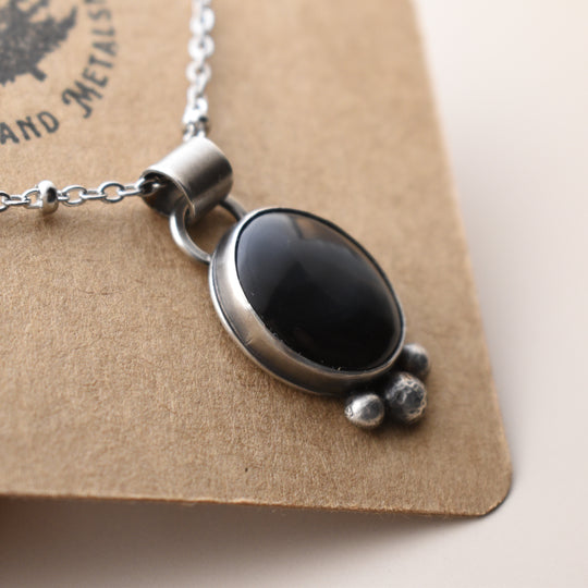 Rainbow Obsidian Necklace in Sterling Silver