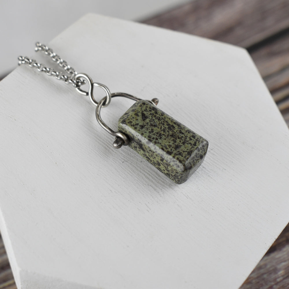 Green Purple Jasper Sterling Silver Pendant Necklace