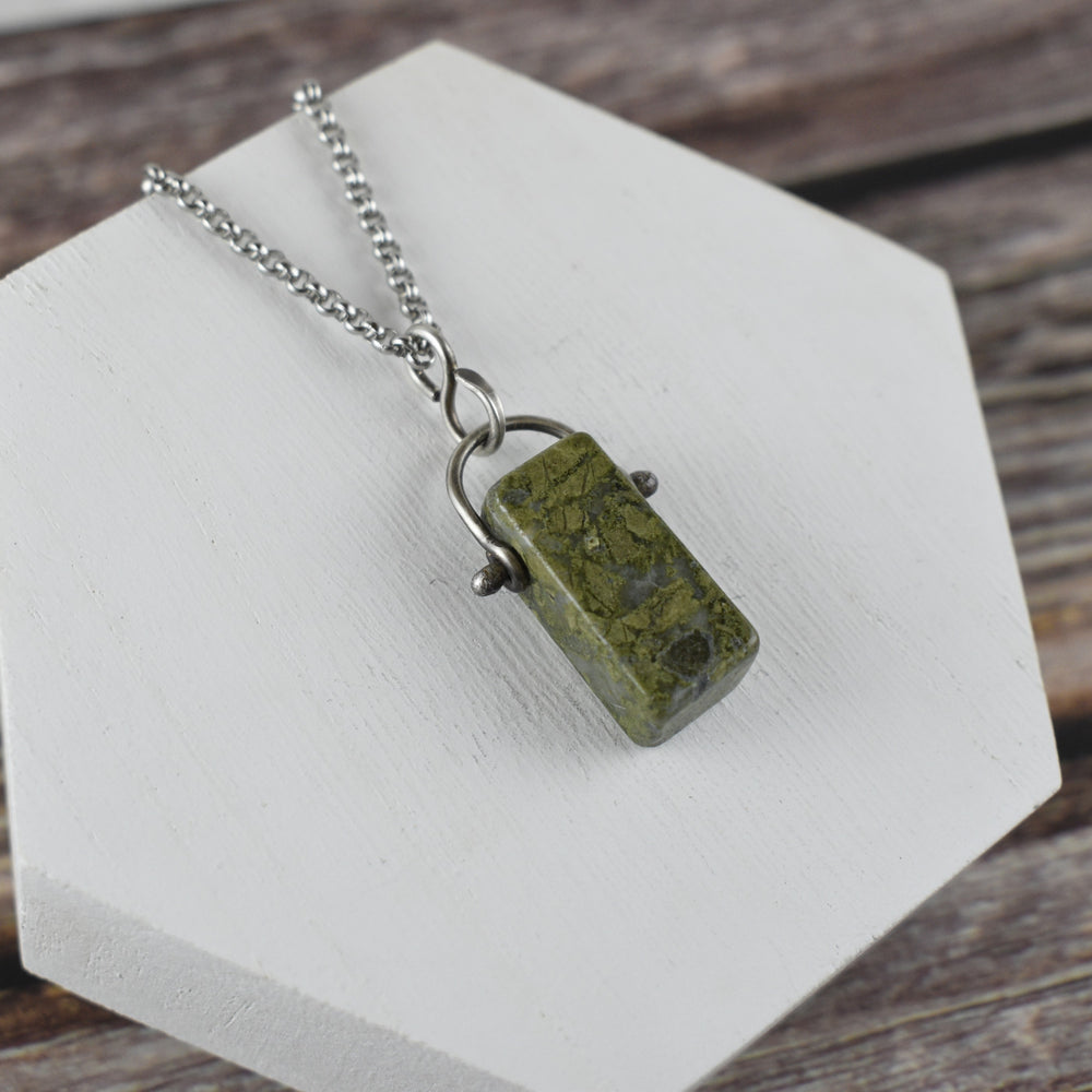 Epidote Sterling Silver Pendant Necklace