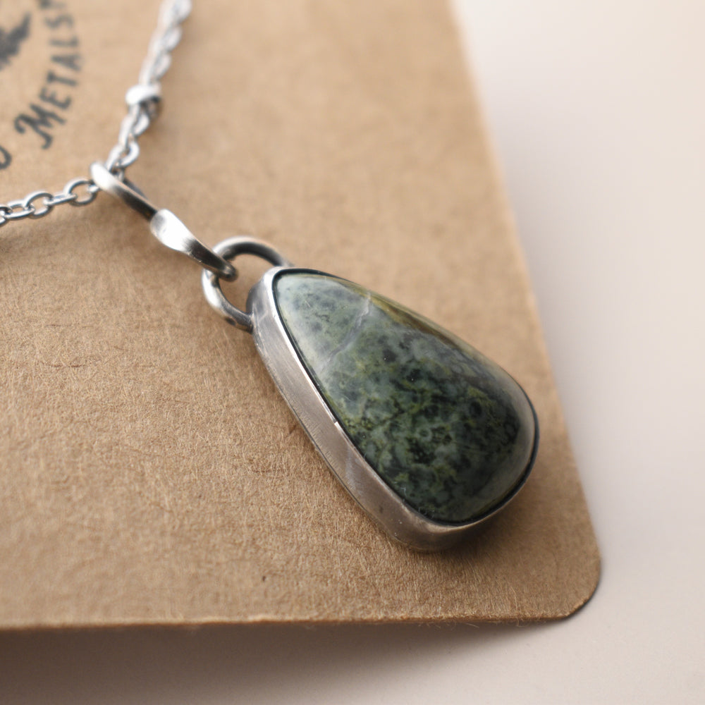 Jade Teardrop Necklace in Sterling Silver