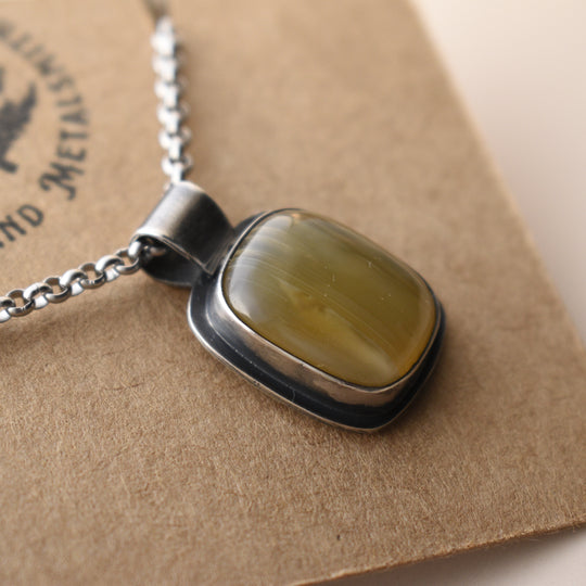 Banded Agate Necklace in Sterling Silver