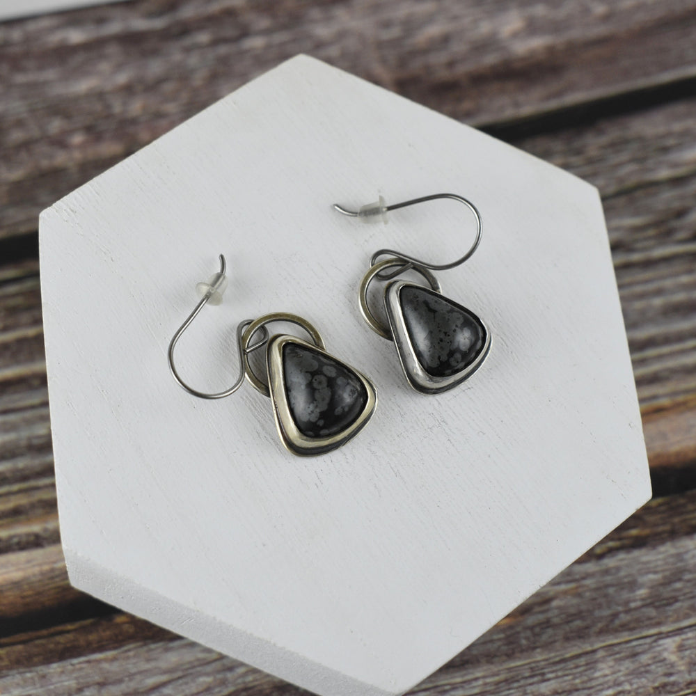 Black Jasper Sterling Silver Earrings with Hypoallergenic Hooks