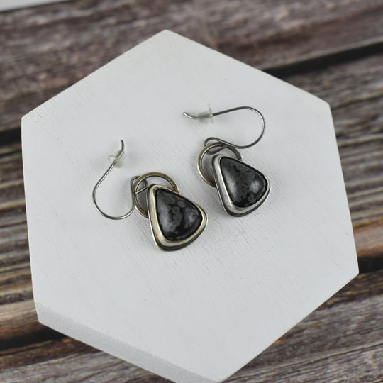 Black Jasper Earrings in Sterling Silver - Hypoallergenic
