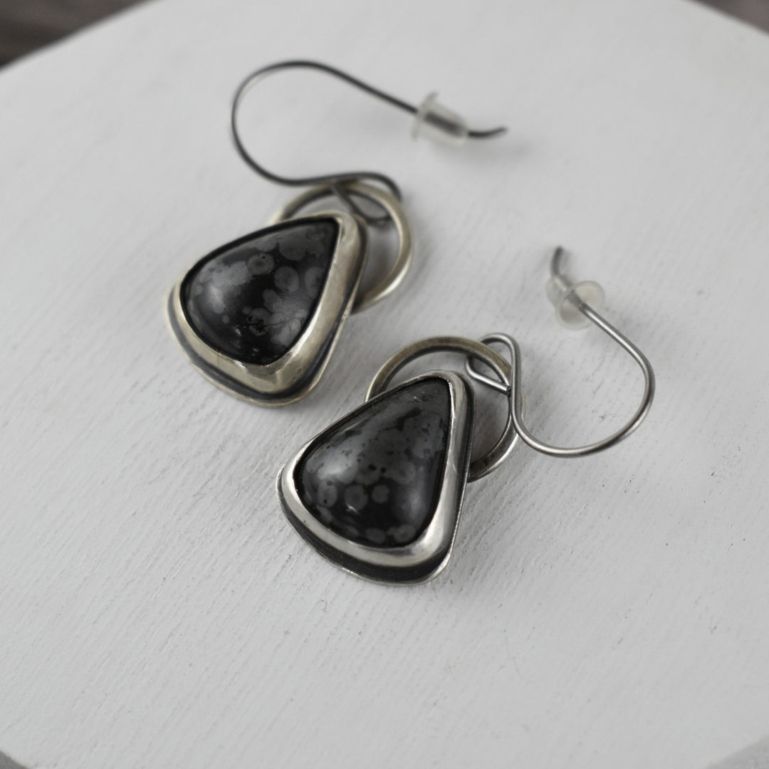 Black Jasper Earrings in Sterling Silver - Hypoallergenic