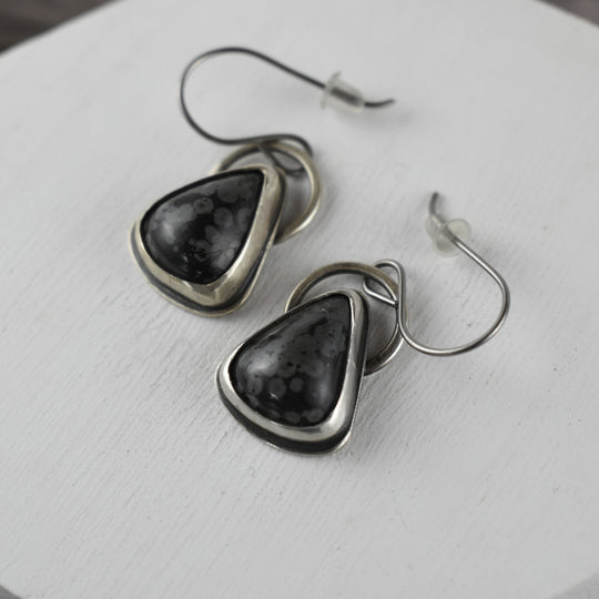 Black Jasper Earrings in Sterling Silver - Hypoallergenic