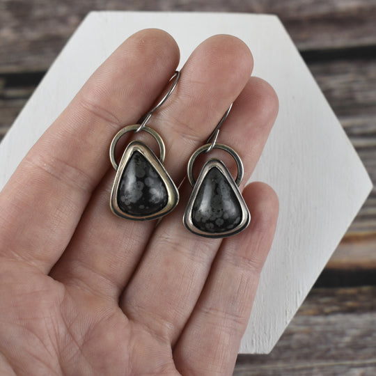 Black Jasper Earrings in Sterling Silver - Hypoallergenic