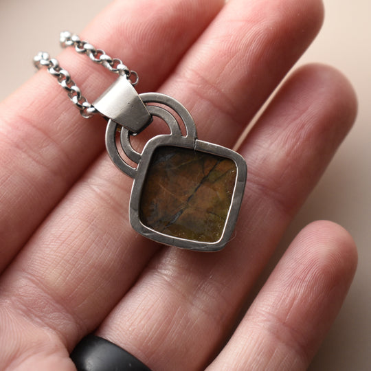Orange Jasper Necklace in Sterling Silver