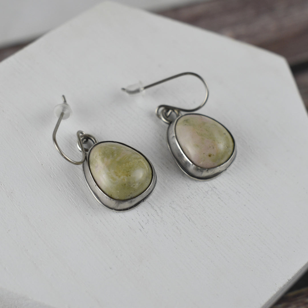Unakite Earrings in Sterling Silver - Hypoallergenic