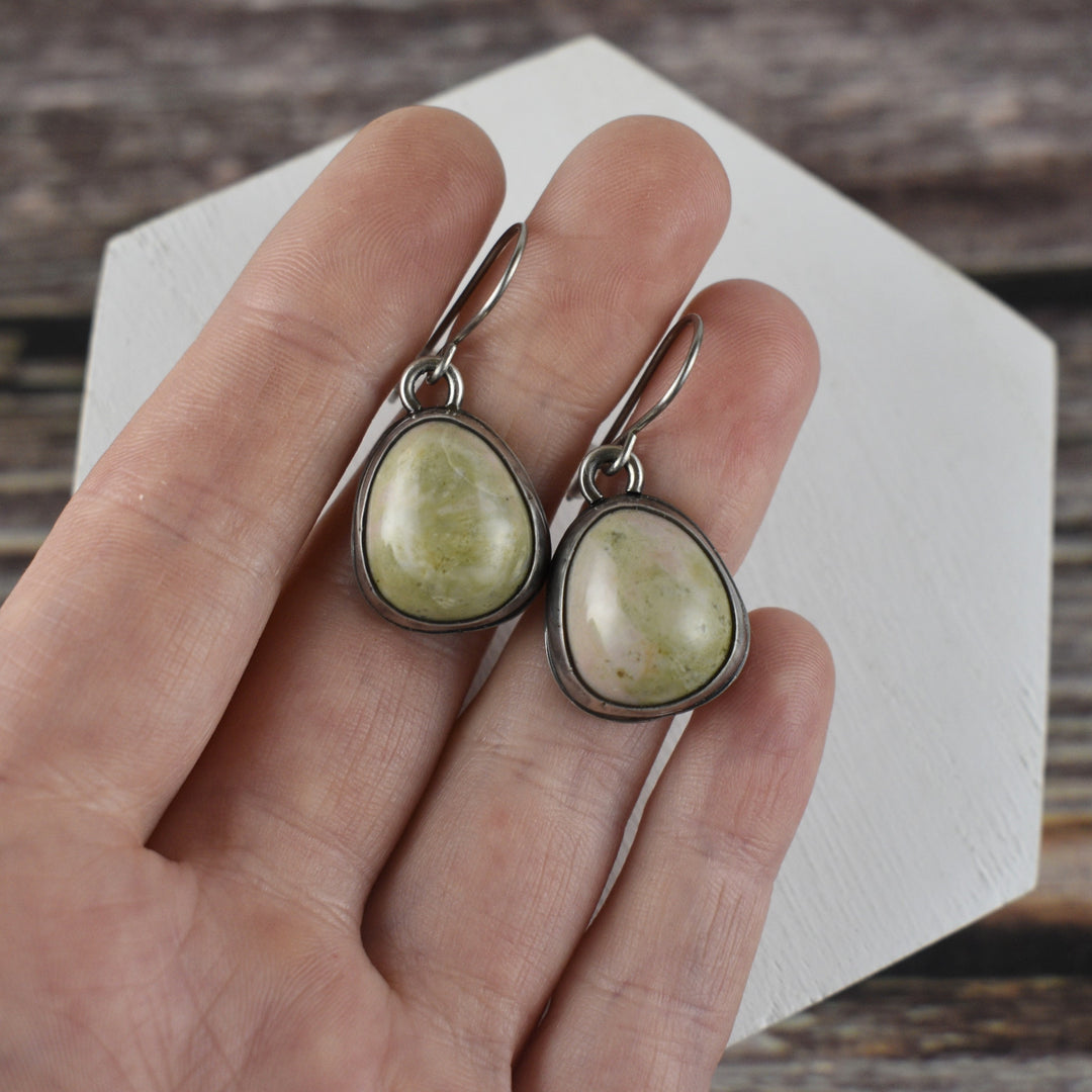 Unakite Earrings in Sterling Silver - Hypoallergenic