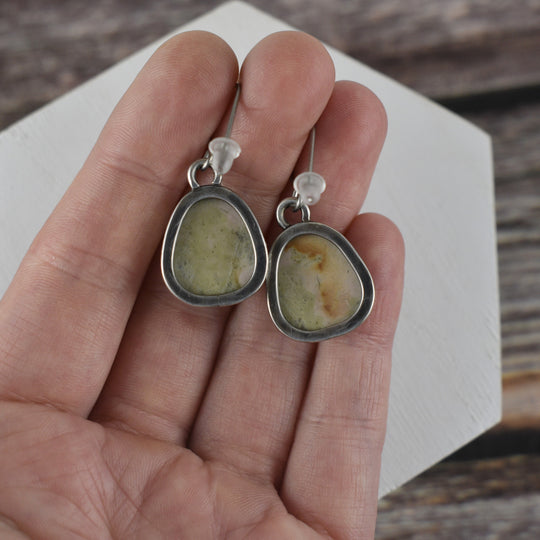 Unakite Earrings in Sterling Silver - Hypoallergenic
