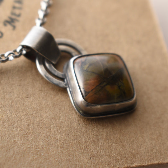 Orange Jasper Necklace in Sterling Silver