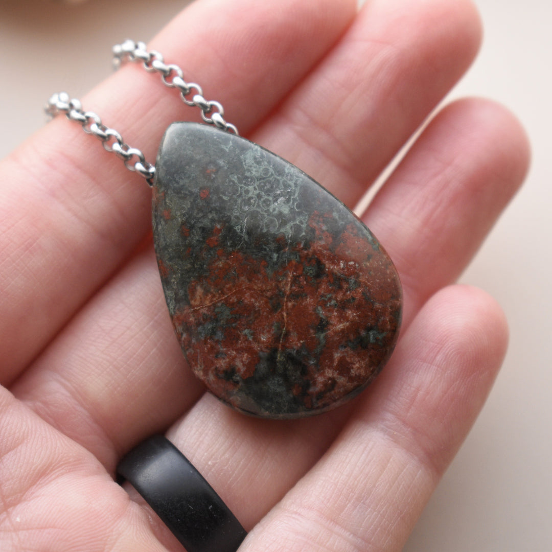 Bloodstone Pendant Necklace