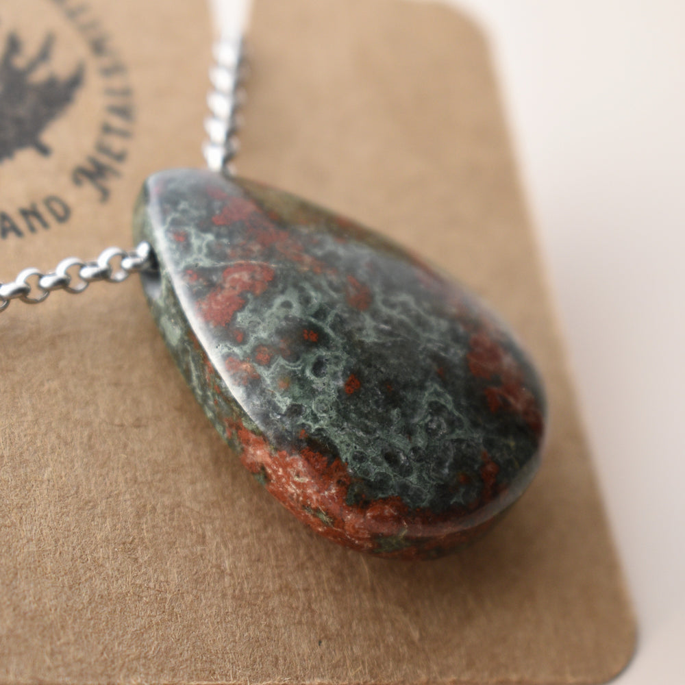Bloodstone Pendant Necklace