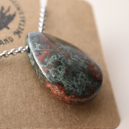Bloodstone Pendant Necklace
