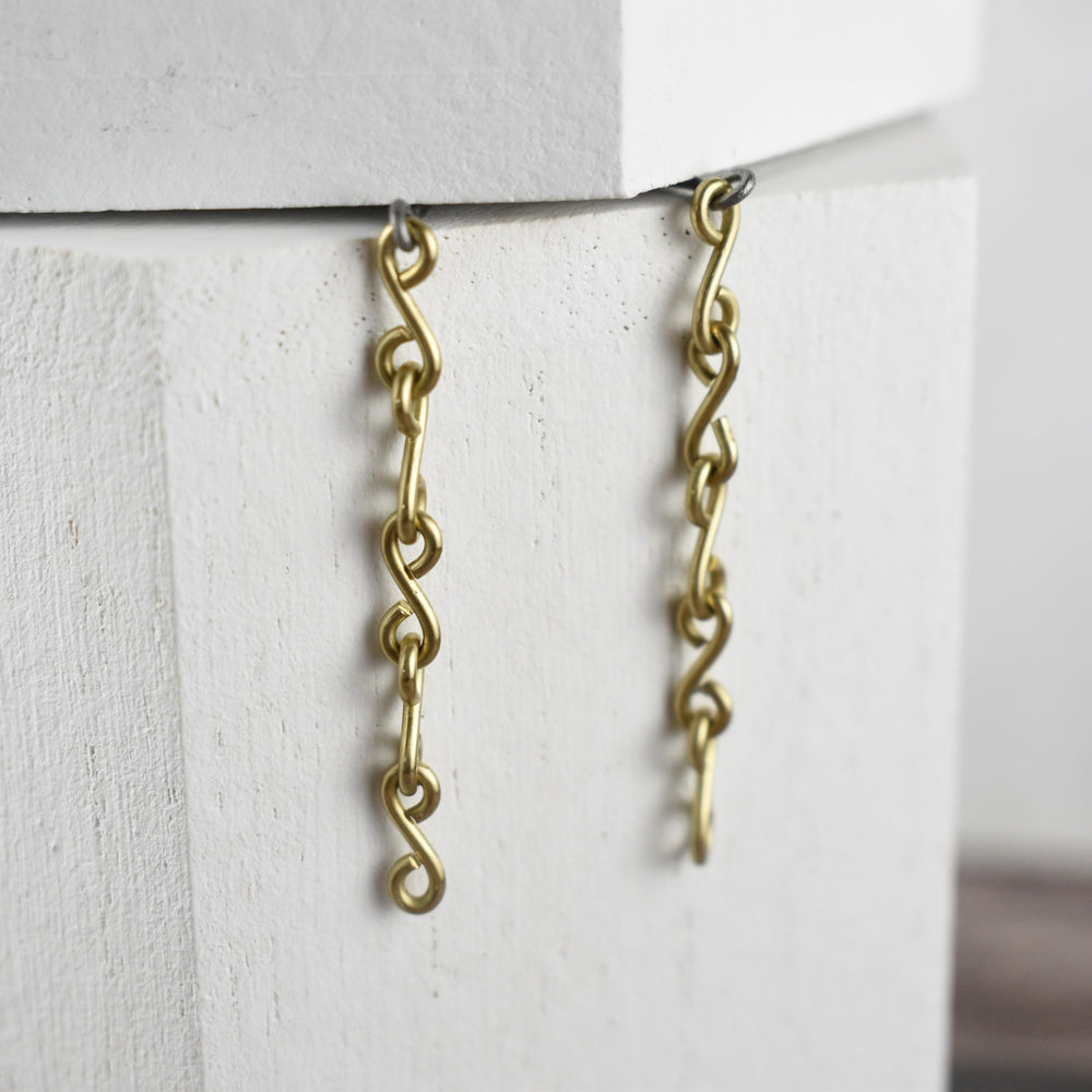 Hypoallergenic Brass Chain Stud Earrings