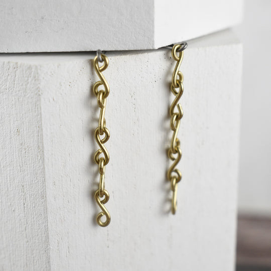 Hypoallergenic Brass Chain Stud Earrings