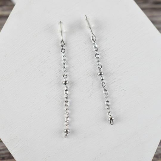 Silver Satellite Chain Posts - Hypoallergenic