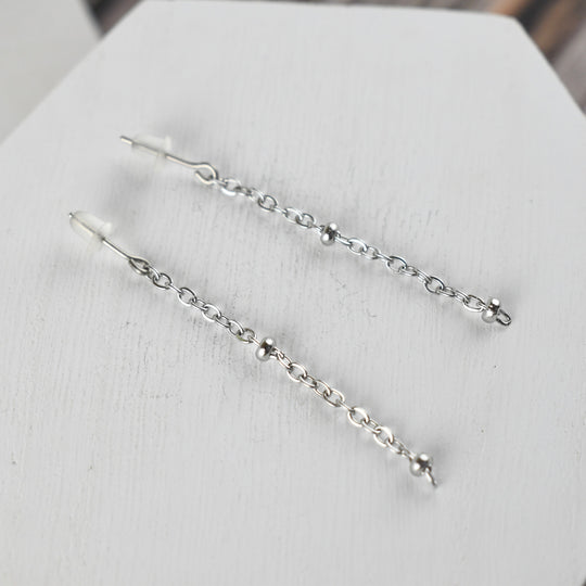 Silver Satellite Chain Posts - Hypoallergenic