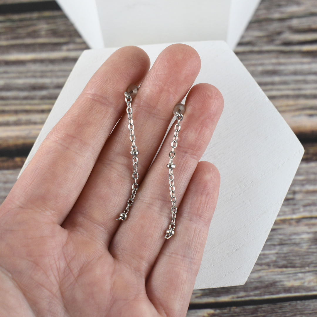 Silver Satellite Chain Posts - Hypoallergenic