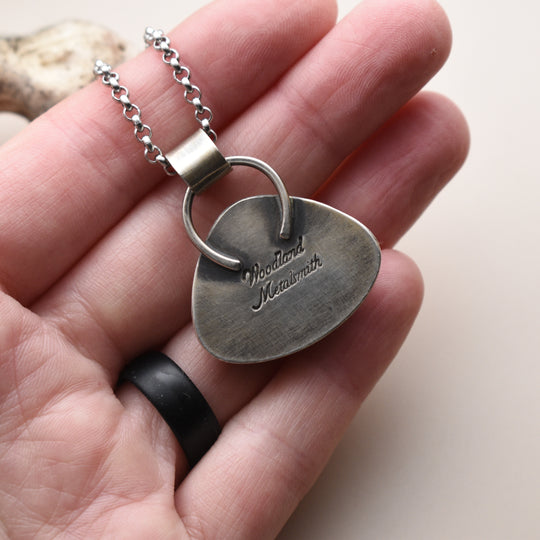 Black Variolite and Pyrite Pendant Necklace in Sterling Silver