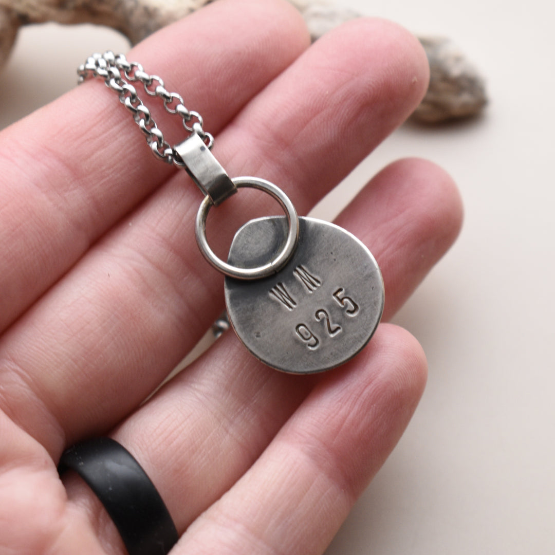 Green Variolite Necklace in Sterling Silver, 16 inch Chain