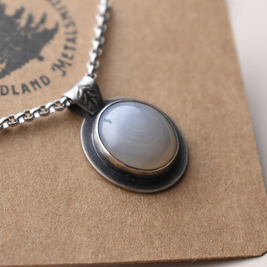 Beach Agate Necklace in Sterling Silver