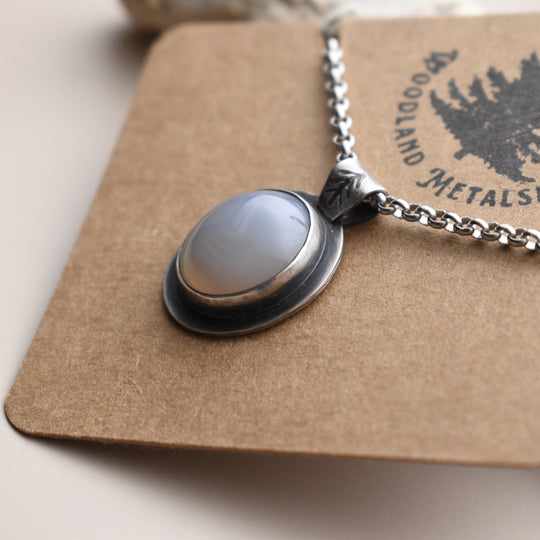 Beach Agate Necklace in Sterling Silver