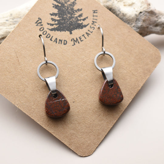 Poppy Jasper Earrings, Stainless Steel, Titanium Hooks