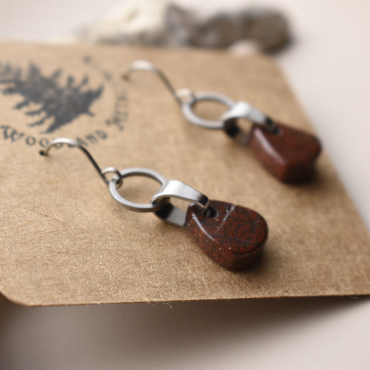 Poppy Jasper Earrings, Stainless Steel, Titanium Hooks