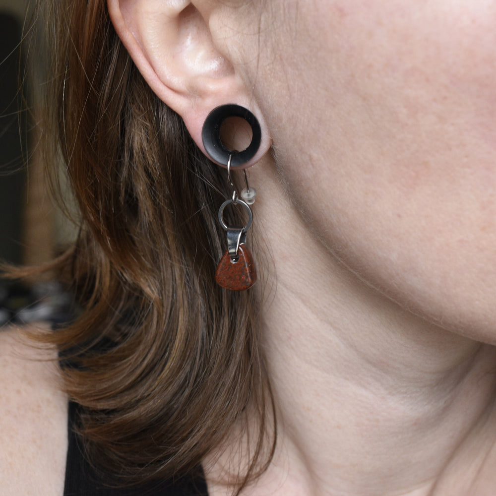 Poppy Jasper Earrings, Stainless Steel, Titanium Hooks