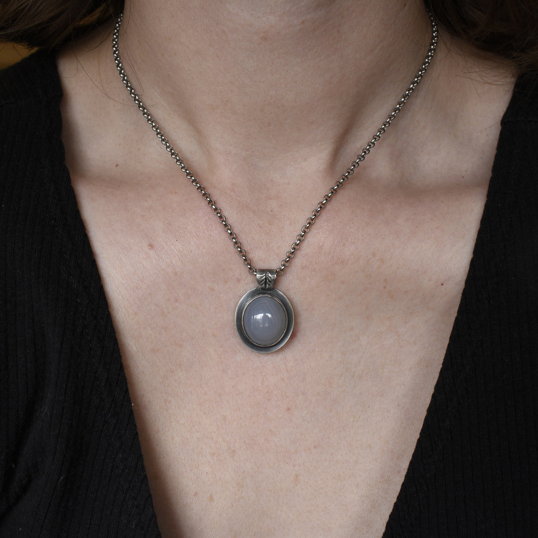 Beach Agate Necklace in Sterling Silver