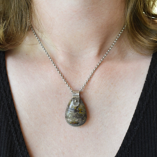 Purple and Yellow Jasper Necklace with Sterling Silver Bail