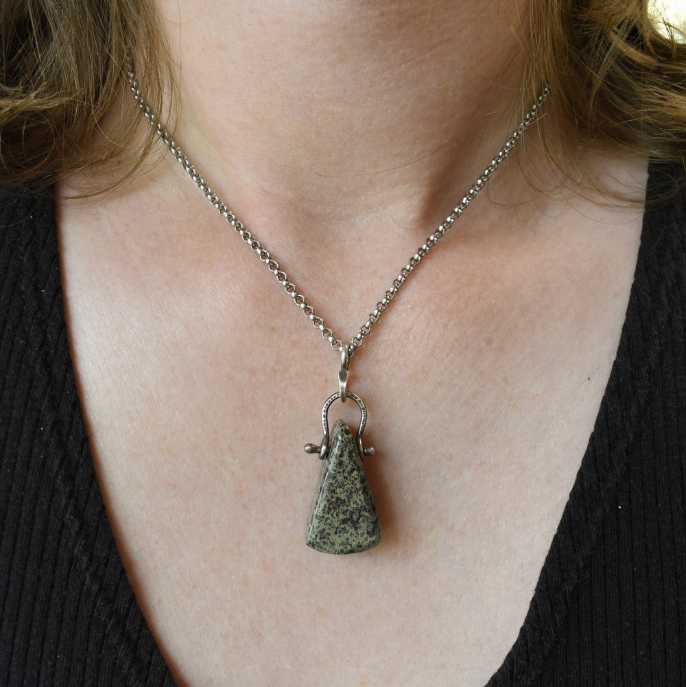 Green and Purple Jasper Necklace in Sterling Silver with Custom Chain